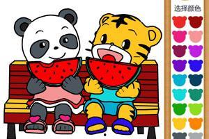 吃瓜老虎简笔画,趣味简笔画中的动物风采